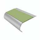 Single Channel Bullnose Stair Nosing 70mm Tread 2.75m, apple green insert, Satin Silver finish