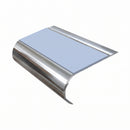 Single Channel Bullnose Stair Nosing 70mm Tread 2.75m, aura insert, Mirrorflect Silver finish