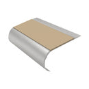 Single Channel Stair Nosing 70mm Tread Bullnose 2.44m, beige insert, Satin Silver finish