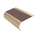 Single Channel Bullnose Stair Nosing 70mm Tread 2.75m, brown insert, Satin Bronze finish