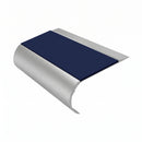 Single Channel Bullnose Stair Nosing 70mm Tread 2.75m, dark blue insert, Satin Silver finish