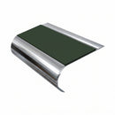 Single Channel Stair Nosing 70mm Tread Bullnose 2.44m, dark green insert, Mirrorflect Silver finish