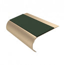 Single Channel Stair Nosing 70mm Tread Bullnose 2.44m, dark green insert, Satin Bronze finish