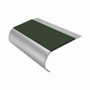 Single Channel Bullnose Stair Nosing 70mm Tread 2.75m, dark green insert, Satin Silver finish