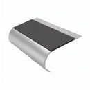 Bullnose Stair Nosing 70mm Aluminium Single Channel PVC, dark grey insert, Satin Silver finish