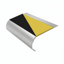 Single Channel Bullnose Stair Nosing 70mm Tread 2.75m, hazard insert, Satin Silver finish