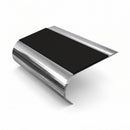 Single Channel Stair Nosing 70mm Tread Bullnose 2.44m, premium black insert, Mirrorflect Silver finish