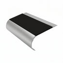 Single Channel Stair Nosing 70mm Tread Bullnose 2.44m, premium black insert, Satin Silver finish