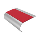 Single Channel Bullnose Stair Nosing 70mm Tread 2.75m, red insert, Satin Silver finish