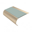 Single Channel Bullnose Stair Nosing 70mm Tread 2.75m, sage green insert, Satin Bronze finish