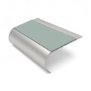 Single Channel Bullnose Stair Nosing 70mm Tread 2.75m, sage green insert, Satin Silver finish