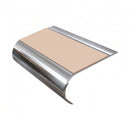 Single Channel Bullnose Stair Nosing 70mm Tread 2.75m, sahara insert, Mirrorflect Silver finish