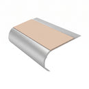 Single Channel Bullnose Stair Nosing 70mm Tread 2.75m, sahara insert, Satin Silver finish