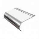Single Channel Stair Nosing 70mm Tread Bullnose 2.44m, white insert, Mirrorflect Silver finish