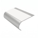 Bullnose Stair Nosing 70mm Aluminium Single Channel PVC, white insert, Satin Silver finish