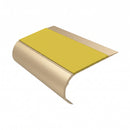 Single Channel Bullnose Stair Nosing 70mm Tread 2.75m, yellow insert, Satin Bronze finish