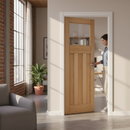 Premium Unfinished Oak Internal Deco Door with 3 Panels and Clear Safety Glass for Custom Installation