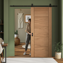 Premium Unfinished Oak Internal Sliding Door with Classic Five-Panel Design and Top-Mounted Track for Smooth Operation