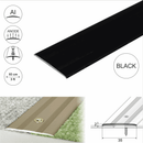 35mm flat aluminium door threshold strip in black anodised finish - 930mm and 2700mm lengths