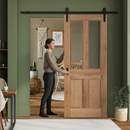 Premium Rustic Oak Internal Fully Finished Clear Glazed Sliding Door Set with Smooth Functionality and Easy Installation