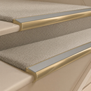 Solid Brass Stair Nosing 63.5mm Bullnose Single Channel, Anti-Slip Insert, Cut to Size 700-2700mm — Colour: Light Grey Smooth Textured