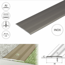 35mm flat aluminium door threshold strip in inox brushed steel finish - 930mm and 2700mm lengths