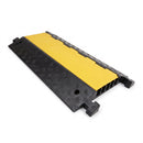 5 channel cable protector ramp with hi-vis yellow lid and black ramped sides on a white background