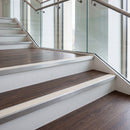 Canvas PVC insert fitted in aluminium stair nosings on a library staircase
