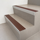 Aluminium Stair Nosing 66x55mm Raked Single Channel, Cut to Size up to 2.5m — PVC Insert Colour: Claret Castellated