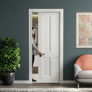 Premium White Primed Internal Victorian Shaker 4 Panel Framed Pocket Door Set for Space Optimization and Elegant Design