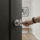 Premium Round Rose Fire Rated Handle Set with Two-Tone Chrome Finish - Complete Solution for Internal Doors