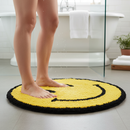 Premium Reversible Round Bath Mat 100% Cotton Emoji Design 70 x 70cm for Colorful Bathroom Decor