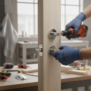 Premium Round Rose Lever Door Bathroom Handle Set - Polished Chrome Finish with Privacy Bullet Latch and Smooth Ball Bearing Hinges