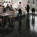 Premium Rigid Core Vinyl Flooring with Black Gloss Marble Finish - Durable 5.5mm Stone Embossed Design for Residential and Commercial Use