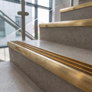 Solid Brass Stair Nosing 83mm x 40mm Ramped Heavy Duty with Carborundum Insert — Anti-Slip Infill Colour: Amber