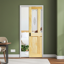 Premium Unfinished Internal Pocket Door Set with Elegant Campion Glass Panels and Durable Pine Frame for Space Efficiency