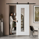 Premium White Primed Internal Sliding Door with Clear Glass Panel - Modern 3-Panel Design for Bright Spaces