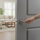 Premium Round Lever Door Handle in Satin Nickel Finish - Elegant Curved Design for Contemporary Interiors