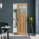 Premium Vintage Oak Pocket Door Set with Obscure Glass Panel for Timeless Charm and Space Efficiency