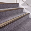 Dark Bronze double insert chevron stair nosing, 40mm riser with Beige inserts, fitted on carpeted stairs