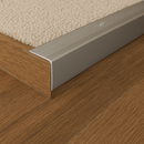 Anodised aluminium stair nosing trim with ribbed non-slip surface, 35mm x 35mm profile for carpeted steps