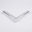 Welded 83 degree aluminium corner angle in bright polished finish for a rake back landing step, 360 x 360mm legs