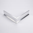 Welded 90 degree aluminium corner angle in bright polished finish for a square landing step, 360 x 360mm legs