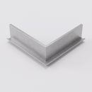 Welded 83 degree aluminium corner angle in mill finish for a rake back landing step, 360 x 360mm legs