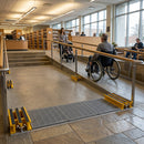 GRP stair nosings providing safety on library steps with wheelchair accessibility and non-slip design