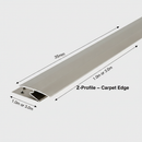 Z-profile carpet threshold size guide - 35mm wide, 1.0m and 3.0m lengths