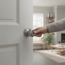 Premium Satin Chrome Mortice Door Knob Set with Ball Bearing Hinges and Tubular Latch for Elegant Interior Design