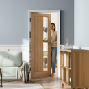 Premium Unfinished Internal Door with Clear Offset Glass Panel for Custom Sizes - High-Quality Professional Grade for Industrial and Commercial App...