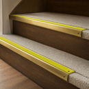 Solid Brass Stair Nosing 63.5mm Bullnose Single Channel, Anti-Slip Insert, Cut to Size 700-2700mm — Colour: Yellow Castellated