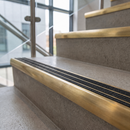 Solid Brass Stair Nosing 83mm x 40mm Ramped Heavy Duty with Carborundum Insert — Anti-Slip Infill Colour: Speckled Obsidian
